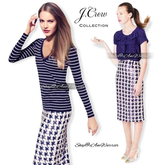 J.Crew Collection NWT sequin checkered houndstooth pencil skirt *shop@iamwarrior - Picture 1 of 13